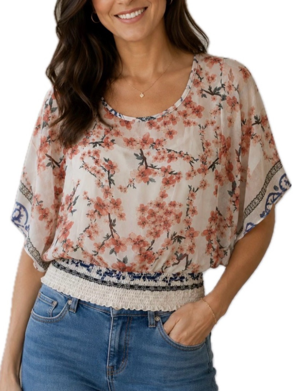 Papaya Floral Blouse. Size S
